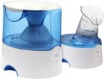 Crane Steam Inhaler & Warm Mist Humidifier, 0.5 Gallon, Humidifier FSA Eligible, Blue & White, Ideal Humidifiers for Bedroom, Sinus Inhaler, Vaporizer HSA, Vaporizer For Congestion
