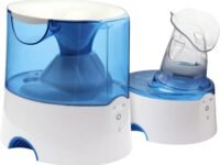 Crane Steam Inhaler & Warm Mist Humidifier, 0.5 Gallon, Humidifier FSA Eligible, Blue & White, Ideal Humidifiers for Bedroom, Sinus Inhaler, Vaporizer HSA, Vaporizer For Congestion