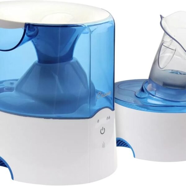 Crane Steam Inhaler & Warm Mist Humidifier, 0.5 Gallon, Humidifier FSA Eligible, Blue & White, Ideal Humidifiers for Bedroom, Sinus Inhaler, Vaporizer HSA, Vaporizer For Congestion