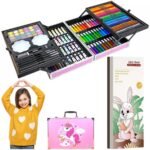 CrazyMart Professional Art Set, 145 Deluxe Aluminium Art Case Painting Set with Watercolour Pens Drawing Pencils Paints Oil Pastels (145 Colors)