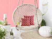 Curio Centre Round Cotton Home Swing & Hammock Chair (135 Cm X 57 Cm X 43 Cm, White)