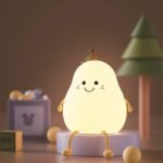 Cute Silicone Night Light for Kids,Dimmable Nursery Pear Lamps,Kawaii Room Decor Fruit Bedside Lamp for Baby and Toddler