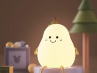 Cute Silicone Night Light for Kids,Dimmable Nursery Pear Lamps,Kawaii Room Decor Fruit Bedside Lamp for Baby and Toddler