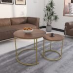 DECOWORLD || Premium Coffee Table || Nesting Center Table for Living Room || Modern Furniture for Living Room|| Wooden Top Golden Finish
