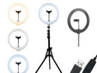 DIGITEK® (DRL-14C) 14 Inch LED Ring Light with 5ft Stand & Smartphone Mount - USB Powered, Color Switch Mode, Brightness Control, Dual Temperature - for Photo & Video Shoots, Makeup, Vlogging!