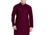 DIVISIVE Men's Sequince Embroidered Cotton Blend Only Slim Fit Kurta