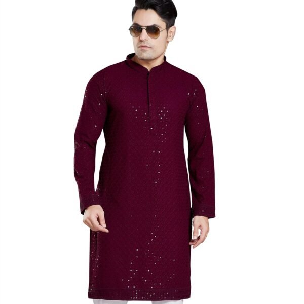 DIVISIVE Men's Sequince Embroidered Cotton Blend Only Slim Fit Kurta