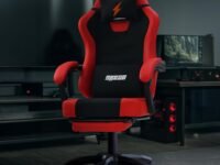 DROGO Aura Ergonomic Gaming Chair with Premium PU Leather Fabric, Linkage Armrest, Adjustable Neck & Lumbar Pillow | Computer Chair for Study | Office Chairs for Work from Home with Recline (Red)