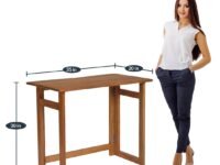 Dawn Riser Solid Wood Folding Study Table Laptop, Computer, Pc, Writing Foldable Desk for Home & Office Space Saving, Easy to Store, Sleek Design Dawnriser Natural Finish, Acacia Wood, DIY Model