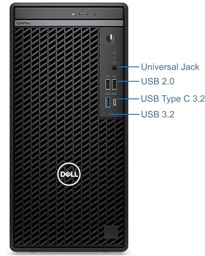 Dell Optiplex 7020 Tower Computer, Intel Core i7-12700K, 16GB RAM, 512GB NVMe SSD, DisplayPort, HDMI, USB C, DVDRW, Built in WiFi, Bluetooth, Windows 11 Pro, Desktop, Black