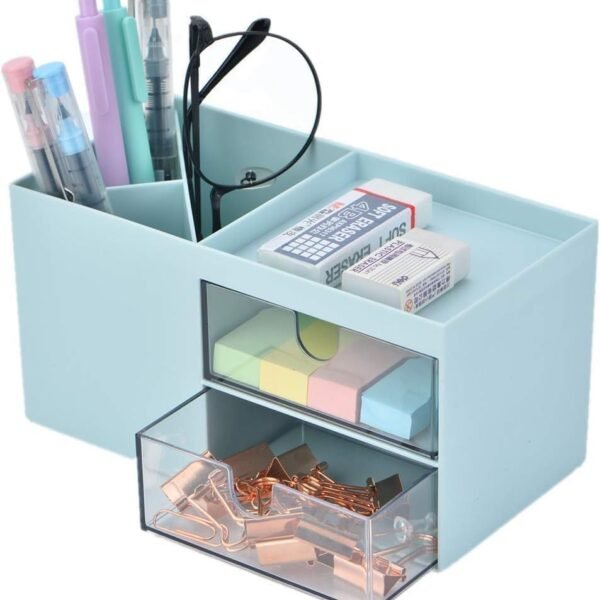 Desktop Organizer with Drawers – Multi-Compartment Office Desk Storage Box for Pens, Stationery, Glasses & Accessories