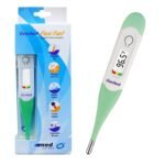 Digital Thermometer with Flexible Tip | Fever Alarm & Beep Function | Waterproof & 10 Seconds Fast Reading for Kids & Adults (White), stainless steel