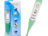 Digital Thermometer with Flexible Tip | Fever Alarm & Beep Function | Waterproof & 10 Seconds Fast Reading for Kids & Adults (White), stainless steel