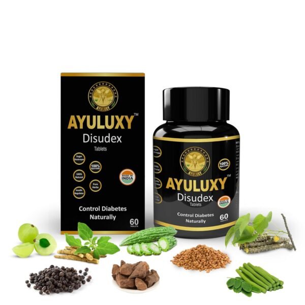 Disudex Tablets | Lab Certified | 24 Herbs | Control Blood Sugar & Dia-betes Ayurvedic Medicine | Herbal Support for Healthy Glucose & HbA1c Level | (60 Tablets Pack of 1)