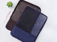 Divik Transparent File Paper Bag Folder Stationery Storage Bag for Documents, A4 Notebook Organizer Case Mesh Pouch, Nylon Grid Type A4 File Folder Bag with Zip for Education & Office Supplies (1Pcs)