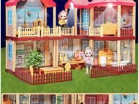 Dream House DIY Dollhouse Kit, Miniature Dollhouse with Furniture, Tiny House Set Plus Dolls Accessories, LED Lights, Creative & Imagine DIY Doll Cottage for Girls, Toddlers & Kids Gift