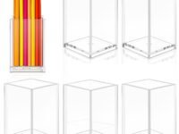 Dream One 6pcs Clear Acrylic Pen Holder Set–Transparent Desk Organizers for Home, Office, and School–Multi-Use Storage Cups for Makeup Brushes, Pens, Pencils, Markers, or Craft Supplies ACR019