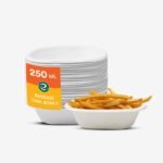 ECO SOUL [250 ml, 25 Pack] Disposable Bagasse Bowls | Eco-Friendly, Biodegradable, Sugarcane Pooja Bowls | for Serving Snacks & Dinner | Birthday, Wedding & Party |Oval, White
