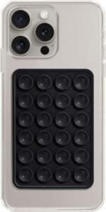 EDNITA Suction Phone Case, Phone Suction Sticker, Silicone Suction Phone Case for Hands-Free Mobile Accessory Holder Grip, Video Phone Accessory Compatible Mirror, Shower-Black (Pack of-1)