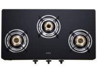 Elica Vetro Glass Top 3 Burner Gas Stove (703 CT VETRO BLK)