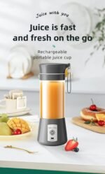 Elite Portable Blender for Juices, Shakes, Smoothies, Crushing Ice, USB Rechargeable Battery with 1500 mAh 50 Watts Motor,380ml, (Black)