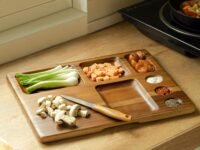 Ellementry Sous Chef Multi Utility Platter | Serving Platter with Wooden Board for Serving Sweets, Cookies, Dry Fruits, Snacks at Home | Chopping Cutting Board for Kitchen Vegetables, Fruits & Cheese