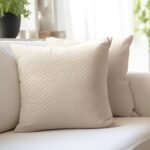 Encasa XO Cushion Covers 40x40 cm Set of 2 | Solid Color Quilted Velvet Sofa Cushion Covers | No Insert | Both Side Quilted Fabric | Beige | Decorative Pillow Covers for Home