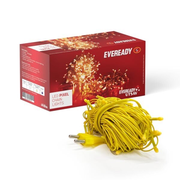 Eveready UTSAV, 15 Meter LED Pixel Chain Lights, 72 LEDs, BIS Approved, Decoration Lighting for Diwali, Christmas, Weddings, Homes & More, Warm White, Pack of 1