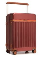 FUR JADEN The Aviator 75cm German Polycarbonate Travel Luggage Suitcase with 8 StealthTech Silent Shock Absorbing Wheels, TSA Lock & Aerospace Grade Wide Trolley (CherryM, Cabin 28")