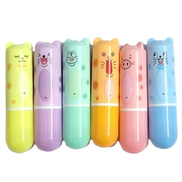 Faded 6 Pcs Mini Highlighter Cute Shaped Pens for School Office Supplies Writing Stationery (Animal Print Capsule)