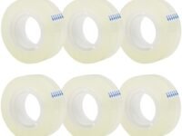 Faded Transparent Tape Refills – 25mm Wide Clear Glossy Adhesive Tape, 33 Meter Each Roll, All-Purpose Stationery Tape for Office, School, Home, Gift Wrapping, and Everyday Use (6 Rolls)