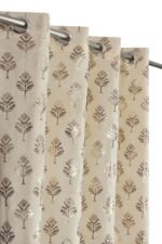 Festive Bloom Velvet Padre| Opaque Curtains for Home | Black Out 80% Room Darkening Screens Double Weaved Parda | Eyelet Ring | Door- 7 Feet (Pack of 1) Beige