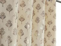 Festive Bloom Velvet Padre| Opaque Curtains for Home | Black Out 80% Room Darkening Screens Double Weaved Parda | Eyelet Ring | Door- 7 Feet (Pack of 1) Beige