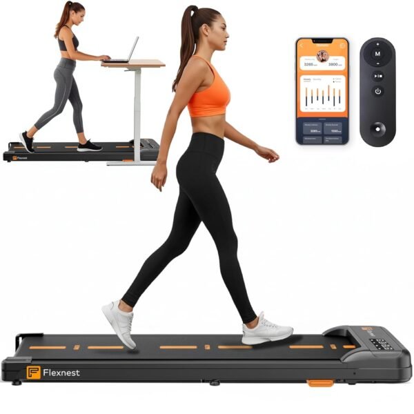 Flexnest Flexpad EZ 3HP Walking Pad Treadmill for Home Use | Compact Ultra-Slim | Smart Bluetooth App + Remote | Shock Absorption | LED Display | 9% Incline | 100kg Capacity