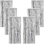 Foil Fringe Tinsel Curtains for Photo Backdrop Party Decorations Silver Pack of 6 Pcs