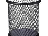 GLUN® Pack of 1 Cylindrical Black Metal Mesh Stationary Holder, Pencil & Other Stationery Organiser, Use at Office, School & Home