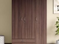 GODREJ INTERIO Wardrobe EWA 3-Door Engineered Wood Wardrobe for Clothes (Brown), 1-Year Warranty, 5 Shelves, 1 Drawer