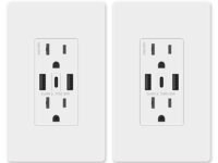 GaN 30W 6Amp 3-Port USB Wall Outlet, 15 Amp Tamper-Resistant Receptacle with 2 USB Type A & 1 Type C Port, USB Charger for iPhone/iPad/Samsung/LG/HTC, UL Listed - 2 Pack