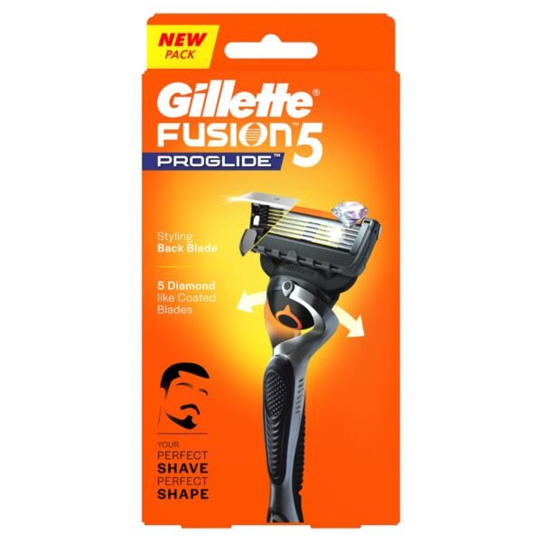 Gillette Fusion 5 Proglide, Shaving Razor For Men| 3D Flexi Head That Adjusts To Your Face | With Beard Shaping Back Blade | 5 Blades For Your Perfect Shave | Styling Back Blade For Your Perfect Shape