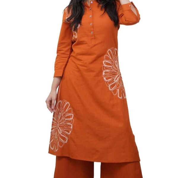 GoSriKi Kurta Sets for Women Cotton Blend | Kurta Palazzo Set for Women | 2 Piece Kurti for Girls | Embroidered Ethnic Suit Set | Festive Party Office Outfits | Multiple Colors