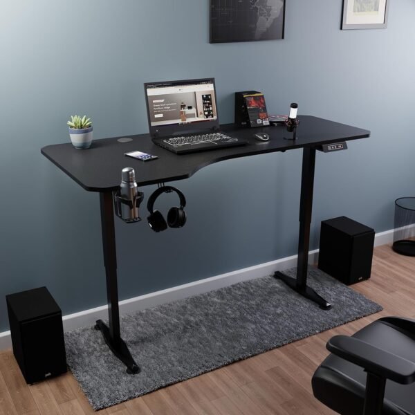 Green Soul Trigger Height Adjustable Standing Desk | Ergonomic Design Table Top (5.3 Ft) | 80 KG Lifting Capacity | Digital Display with Memory Preset | 3 Year Warranty | (Black 1600 x 750 Top)