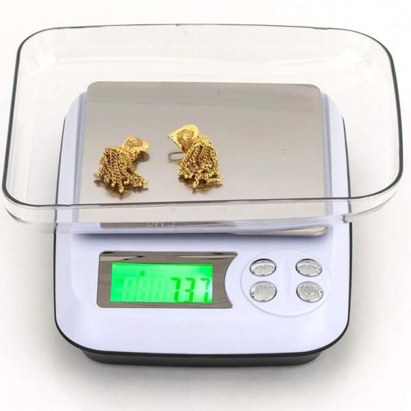 Gripit Jewellery Weighing Scale 1000g x 0.01g – High Precision Digital Gold Weight Machine with Backlit LCD Display for Shops, Labs & Kitchens, Stainless Steel Platform (White)