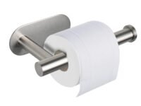 HASTHIP® Toilet Paper Holder Self Adhesive, Thicken 304 Stainless Steel Rustproof Adhesive Toilet Roll Holder no Drilling for Bathroom, Kitchen, Washroom, Chrome Finish, 16 * 4.5 * 8.2CM (Silver)