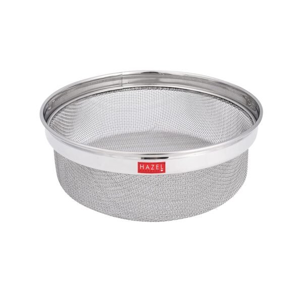 HAZEL Stainless Steel Strainer Without Handle | 21.5 cm Steel Fruits and Vegetable Basket for Kitchen | Washer Colander Sieve, Silver