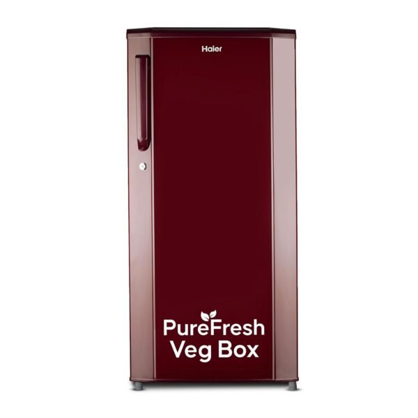 Haier 165L 1 Star Direct Cool Single Door Refrigerator | Wired Shelves | Large Veg Box | Fast Ice Making | Longer Cooling Retention | Easy Clean Back (HED-171RS-P, Red Steel)