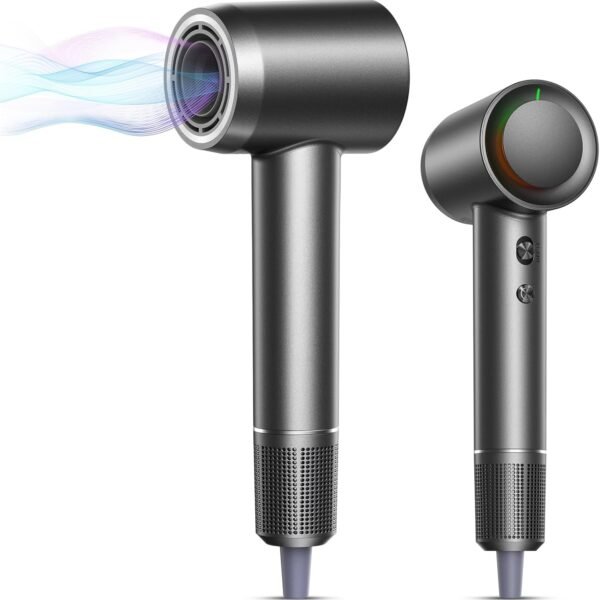 Hair Dryer 150000 RPM High-Speed Brushless Motor Negative Ionic Blow Dryer for Fast Drying, Low Noise Thermo-Control Hair Dryer with Diffuser and Nozzle, Perfect for Gifts, Grey