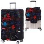 Handcuffs Luggage Cover Trolley Travel Covers, Washable Dust Proof Anti-Scratch Suitcase Protector (Black-1, XL (31"-32"))