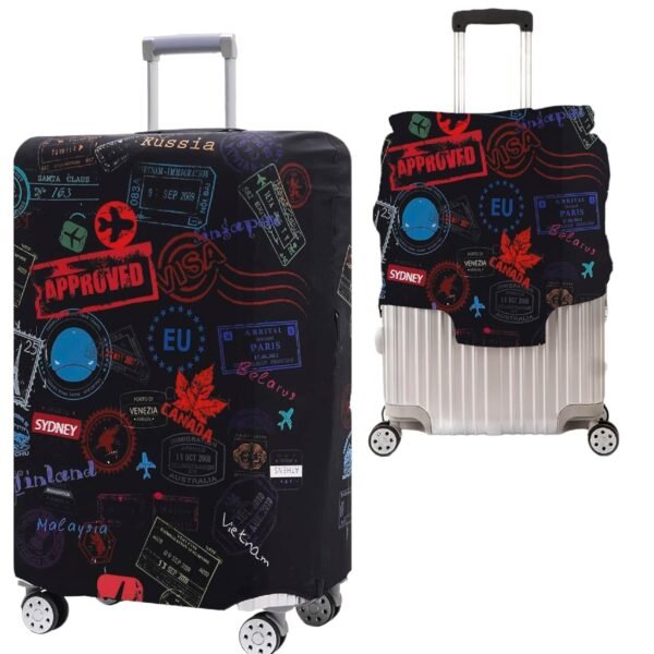 Handcuffs Luggage Cover Trolley Travel Covers, Washable Dust Proof Anti-Scratch Suitcase Protector (Black-1, XL (31"-32"))