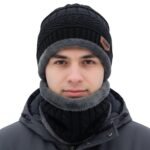 Handcuffs Winter Cap with Neck Scarf – Thermal Beanie with Neck Warmer for Men & Women Thick And Fluffy Woolen Cap for Cold Weather, Ski, Outdoor Activities