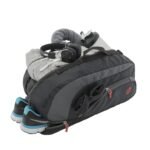 Harissons Jake 31L Water Resistant Duffel Gym Bag for Men & Women | Convertible Travel & Sports Backpack with Shoe Compartment & Easy Front Pocket Access (Black & Grey)